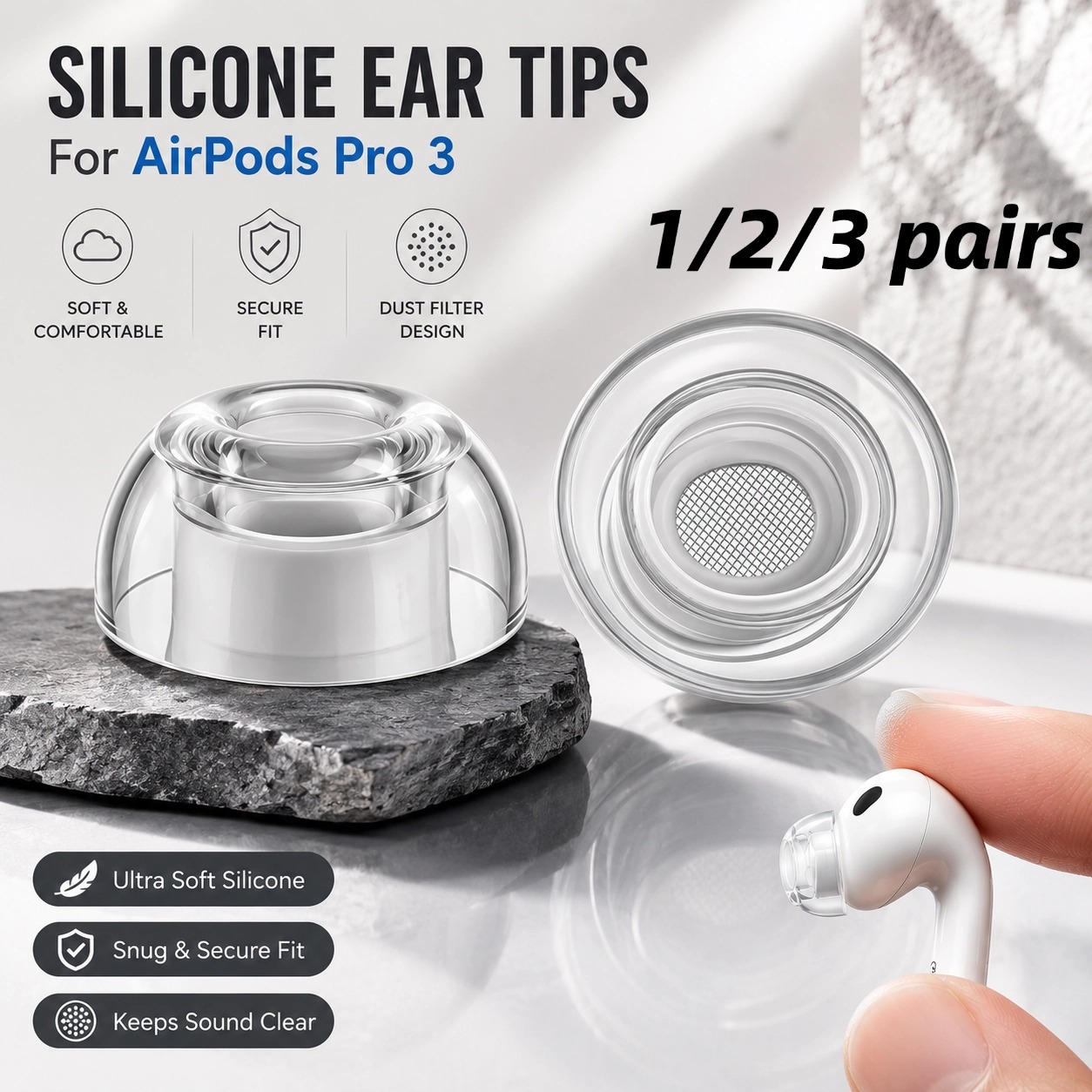 Silicone Ear Tip Replacement - 1/2/3Pairs Clear Vloeibare Siliconen Oordopjes Voor